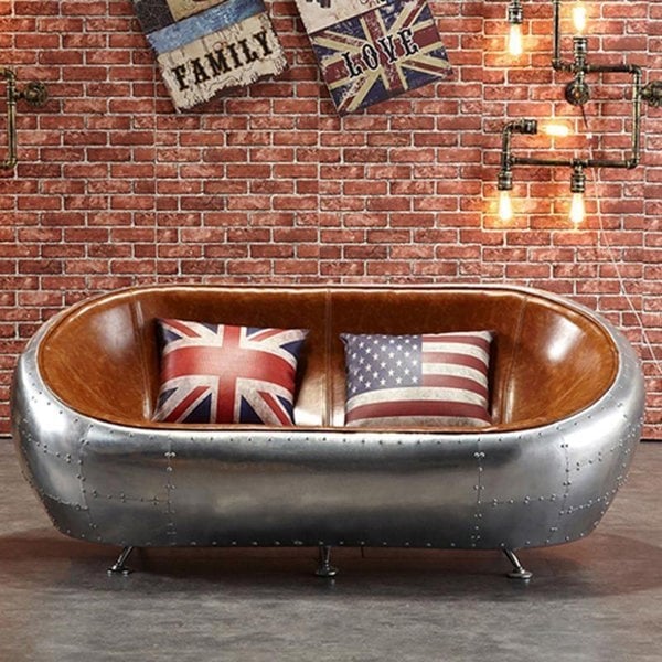 Aviator Airplane Tub Two Seater Sofa, Aluminum Loveseat-Sofas-Weilai Concept-Weilai Concept