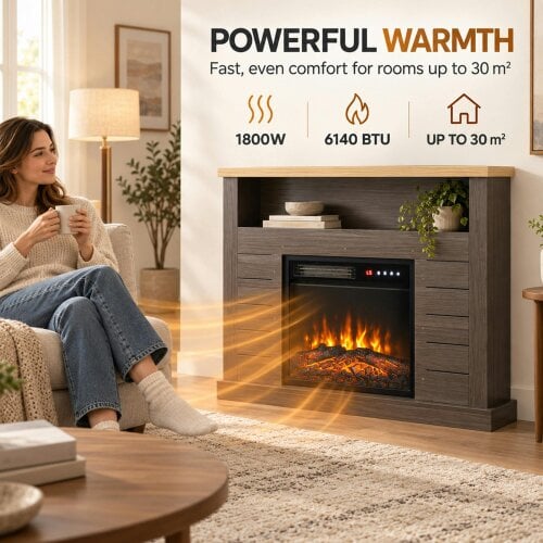 HOMCOM Electric Fireplace Suite, 1800W Electric Fire and Surround