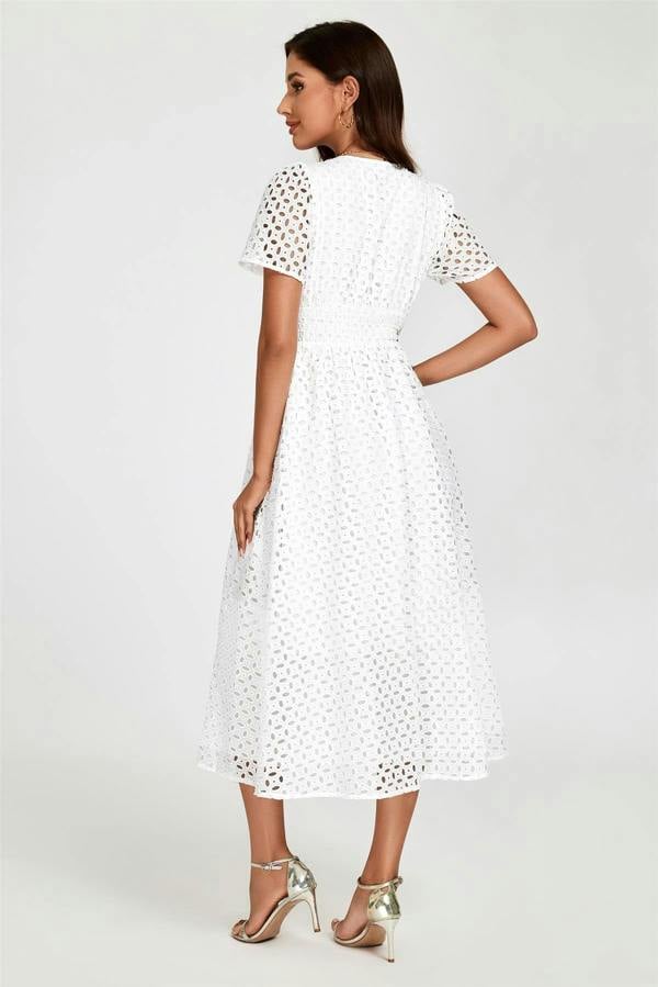 FS Collection Broderie Anglaise Midi Dress In White