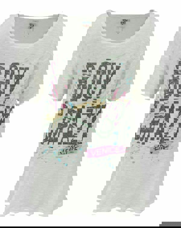 Junk Food Clothing Womens Off-White Scribbles And Splashes Print Short Sleeved T-Shirt