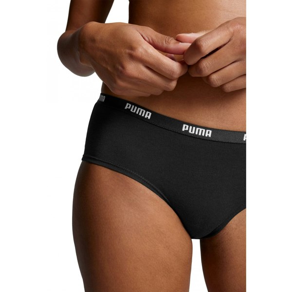 Puma 2-Pack Classic Logo Low-Rise Hipster Briefs, Black
