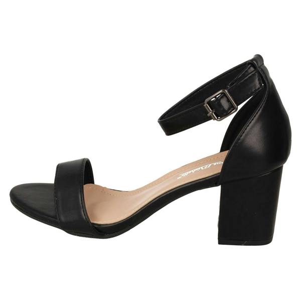 Anne Michelle Ladies Anne Michelle Mid Block Heel Buckle Ankle Strap Wide Fitting Sandals F12104