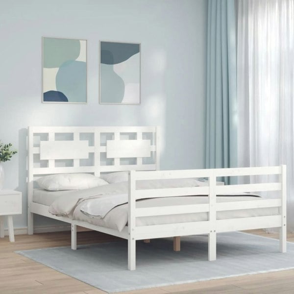 Berkfield Bed Frame with Headboard White 120x200 cm Solid Wood