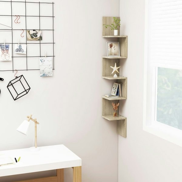 Berkfield Wall Corner Shelf Sonoma Oak 20x20x127.5 cm Engineered Wood