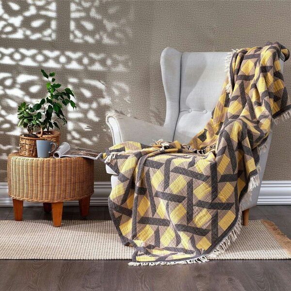 Cotton and Olive Camden Soft Cotton Jacquard Throw | SECONDS