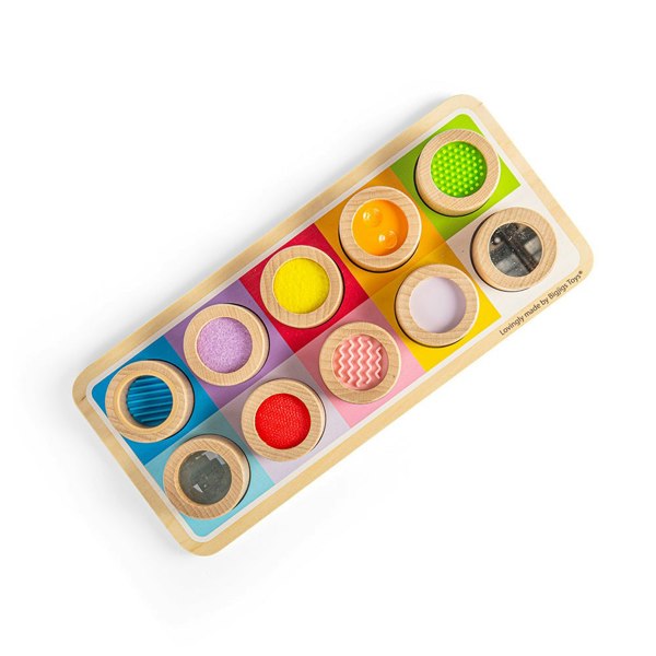 Bigjigs Toys Wooden Sensory Board, Colour Matching Tray And Tubes With Different Textures