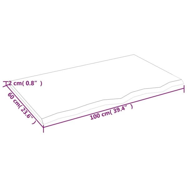 Berkfield Bathroom Countertop 100x60x2 cm Untreated Solid Wood