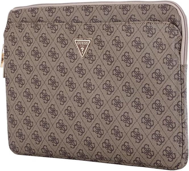 Guess 4G Zipper Pocket Triangle Logo Laptop Sleeve for 14" MacBook Brown - GUCS14ZP4DPTW