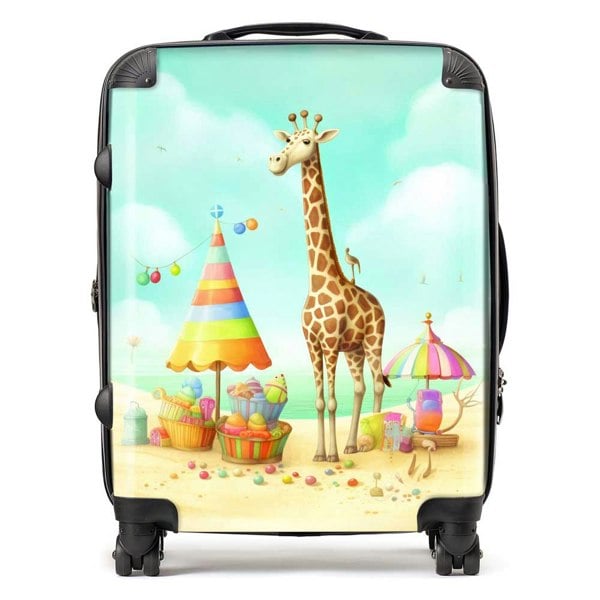 Warren Reed Giraffe On A Beach Holiday Suitcase