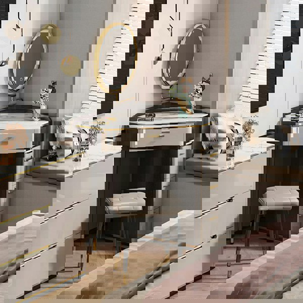 Amigo Small Corner Dressing Table, Slimline Dressing Table, With LED Mirror-Weilai Concept-Weilai Concept