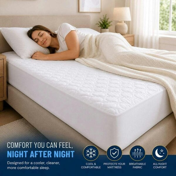 Night Zone Cooling Mattress Protector 30cm Deep – Breathable Airflow Quilted Mattress Cover