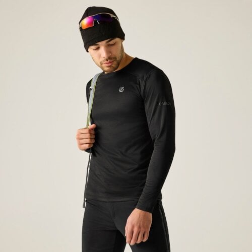 Dare 2B Mens Ventura Grid Crew Neck Fleece Top - Black