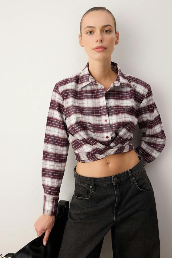 WOVCOR Flannel Shirt with Tie Back