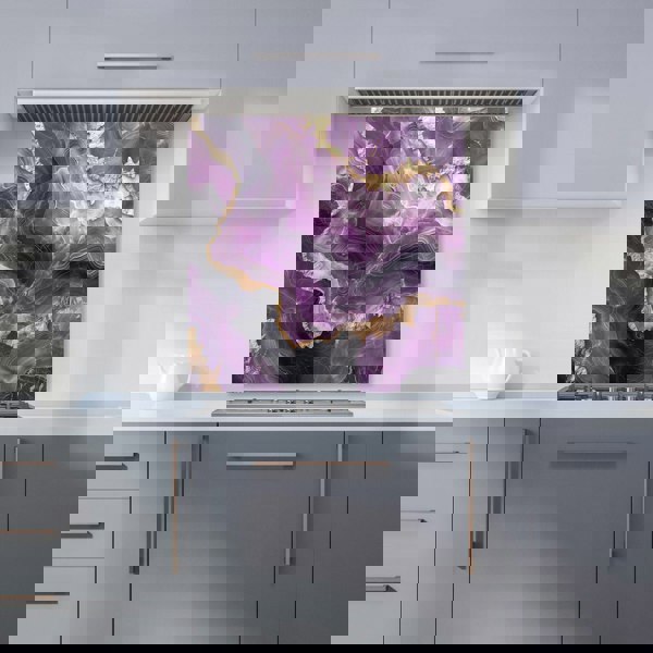 Warren Reed - Designer Deep Purple Marble Effect Kitchen Splashback