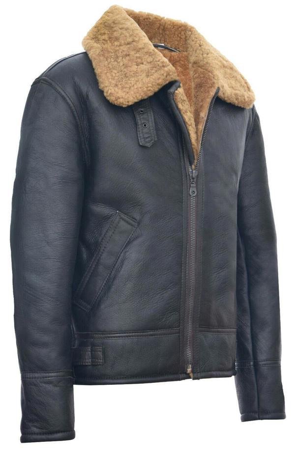 Infinity Leather Mens B3 WW2 Leather Sheepskin Aviator Flying Jacket-Charleston