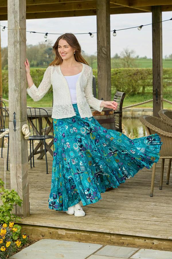 Mudflower Flower Printed Tiered Maxi Skirt