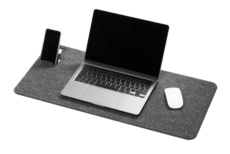Durable Premium Soft Felt Desk Mat | with Fold Out Phone Holder | 70 x 33 cm