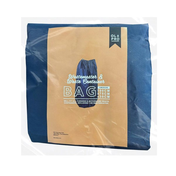Image of the wastemaster & waste container bag in its packaging with a label on the front depicting the name of the product.