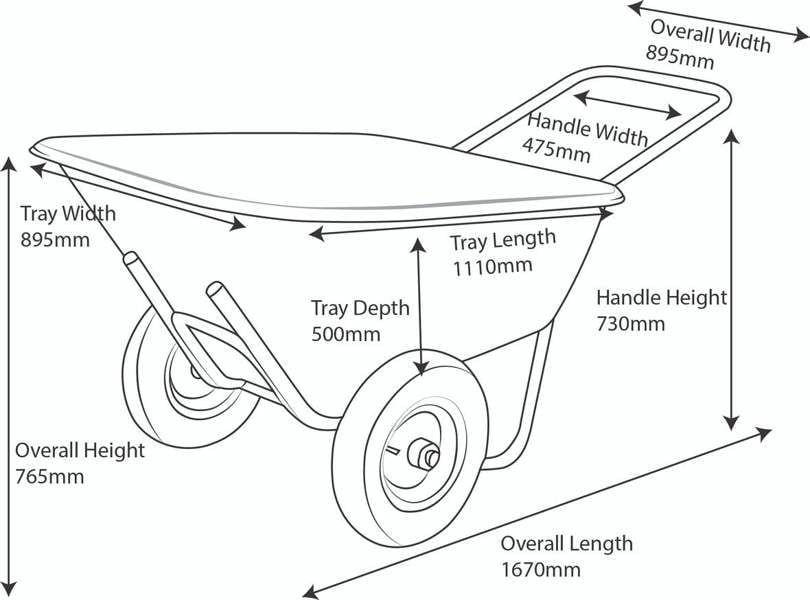 Bristol Tool Company 1894 175 Litre Bristol Tool Company Garden Plastic Wheelbarrow with Pneumatic Wheels