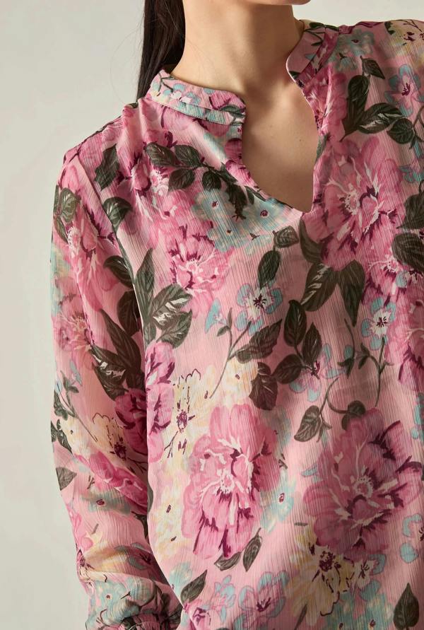 James Lakeland Pink Peony Print Blouse