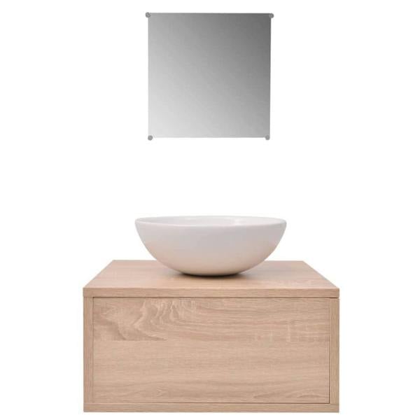 Berkfield Four Piece Bathroom Furniture Set with Basin with Tap Beige