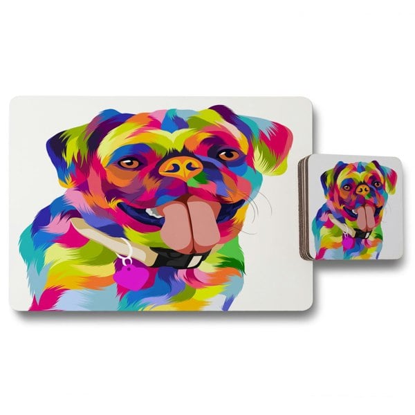 Benjamin Tate Design Amazing Illustration Pop Art Dog (Placemat & Coaster Set)