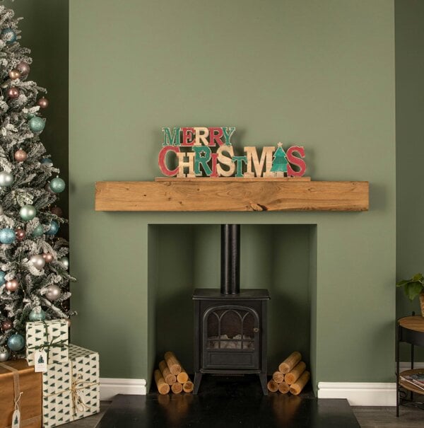 Samuel Alexander 80cm Red and Green Wooden Merry Christmas Table Top Sign