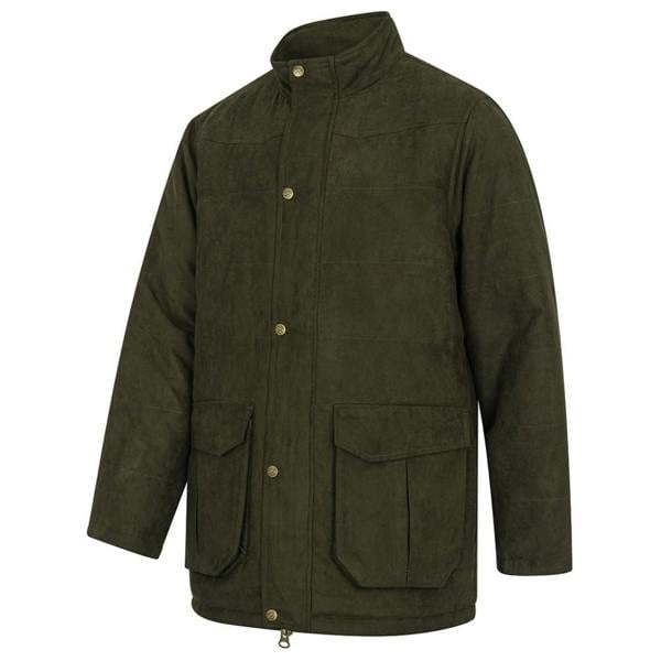 Loden green Hoggs of Fife Glenesk quilted jacket for men. Ideal for wearing on the farm