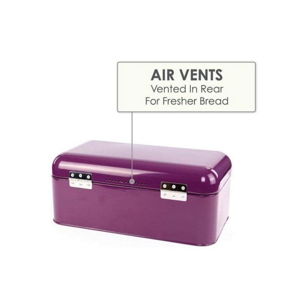 CALITEK Bread Bin Kitchen Counter Vintage Style Coated Carbon Steel Purple