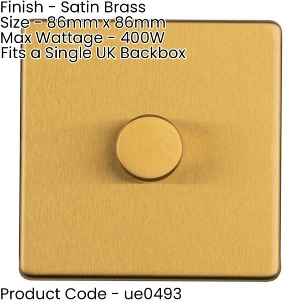 2 PACK 1 Gang Dimmer Switch 2 Way LED SCREWLESS SATIN BRASS Light Dimming Wall
