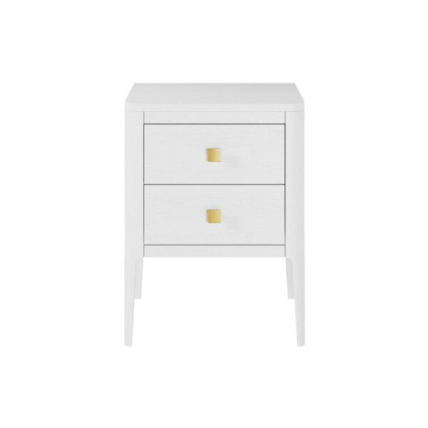 Wyld Haus Paraty White Wood Grain Two Drawer Bedside Table