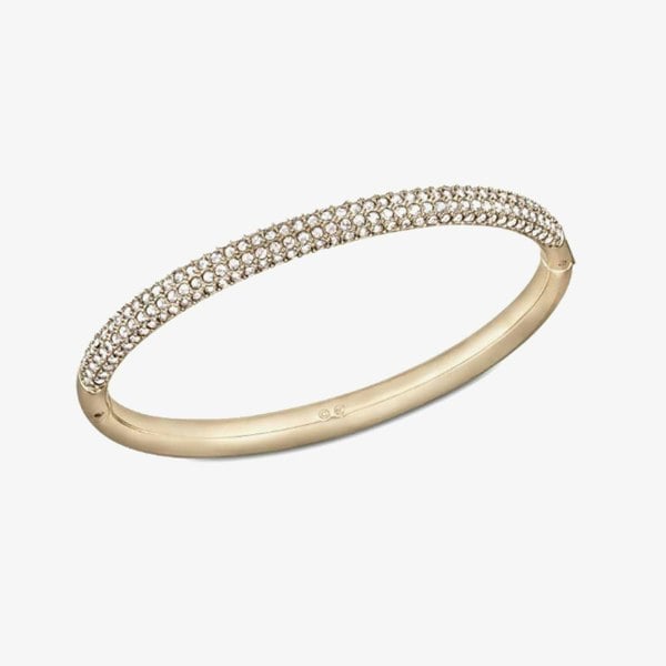 Swarovski Stone Rose Gold Tone Half Pavé Bangle 5032849