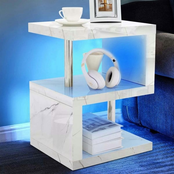 Comfy Living Burnham High Gloss Side Table with LED Lighting