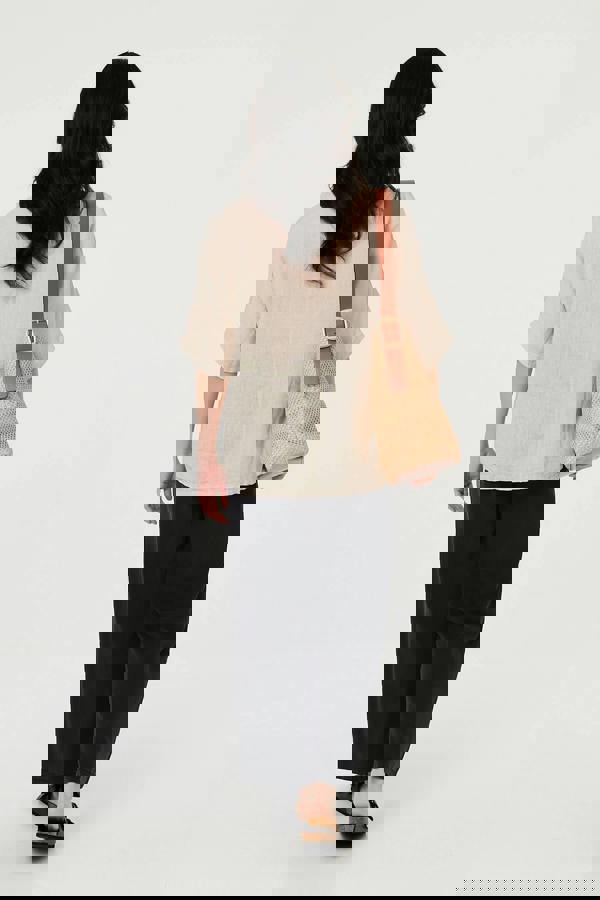 Linen | Sequin Textured Detail Relaxed Top