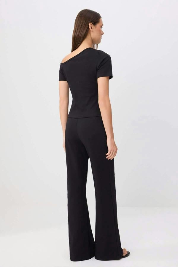 2-Piece Fitted Asymmetric Button Detail Short Sleeve Co-ord