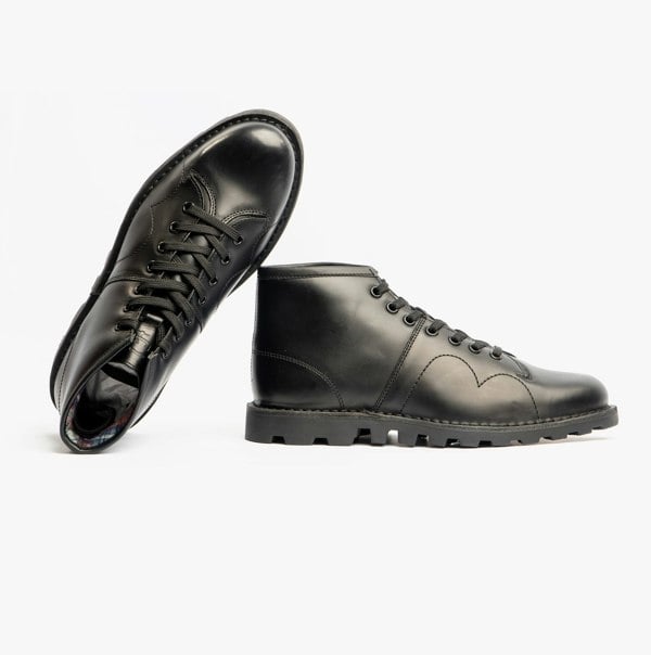 Grafters UNISEX Original Leather Monkey Boots Black