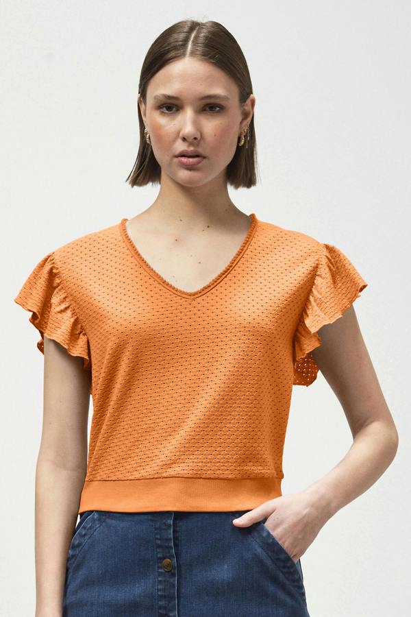 ENORSIA Women’s Frill Sleeve T-Shirt