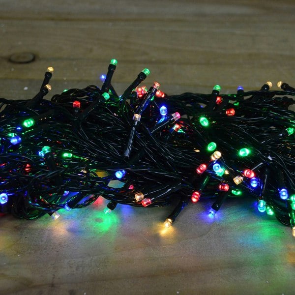 Samuel Alexander 200 LED 16m Indoor Outdoor Christmas Multi Function Mains Operated String Lights with Timer in Multicoloured