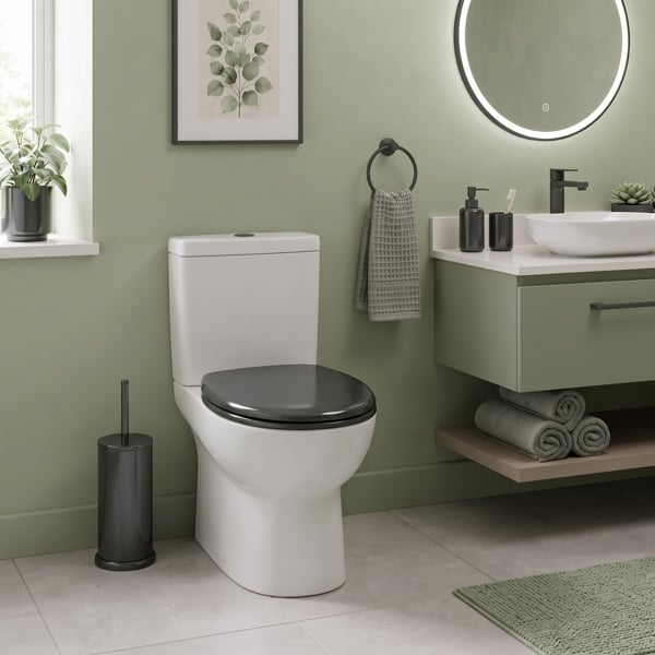 RTS Anthracite Oval Top Fix Slow Close Quick Release Toilet Seat