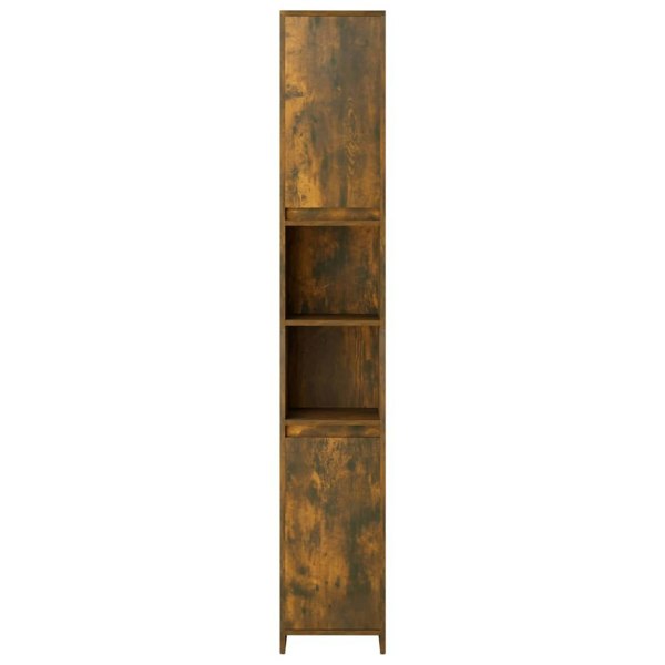 Berkfield Bathroom Cabinet Smoked Oak 30x30x183.5 cm Engineered Wood
