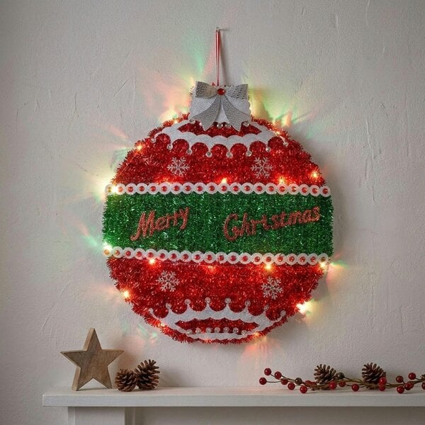 Garden Greatness Sparkly Multicolour Lit Tinsel Bauble