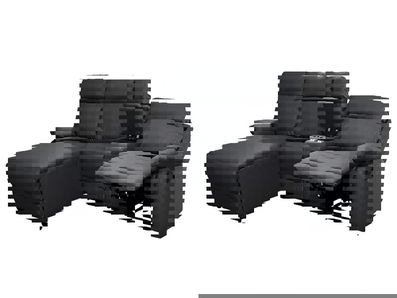 DS Living Sorento Recline Right Hand Corner Leather 3 Seater Sofa in Black or Grey