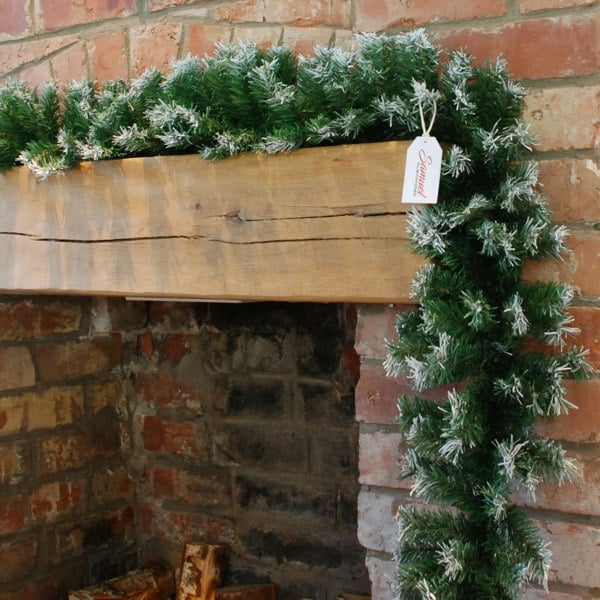 Samuel Alexander 270cm (9ft) x 25cm Snow Tipped Green Christmas Garland Decoration for Stairs, Fireplaces, Wall, Door