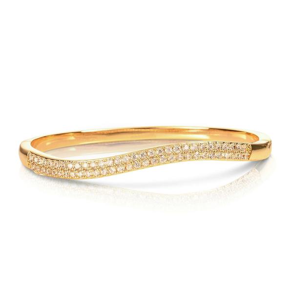 Zavana Gold S-Shape Cubic Zirconia Bangle Bracelet For Women