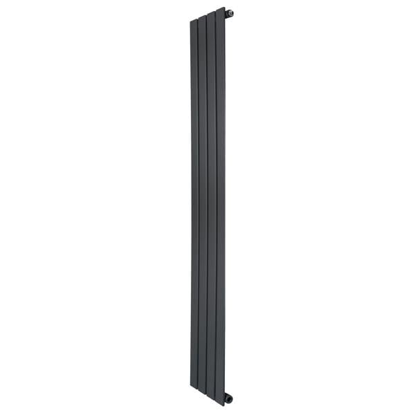 Flat single column radiator in anthracite grey, 1600 x 280mm, featuring a sleek, vertical design with smooth, modern lines