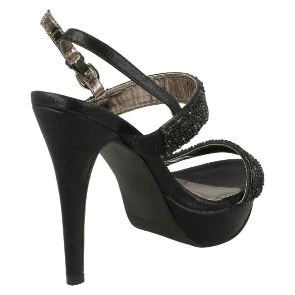 Anne Michelle Ladies Anne Michelle Double Glitter Strap Platform Heels