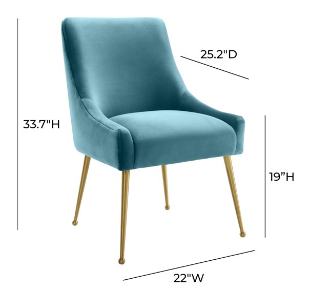 Furniture Edit Beatrix Sea Blue Velvet Side Dining Chair