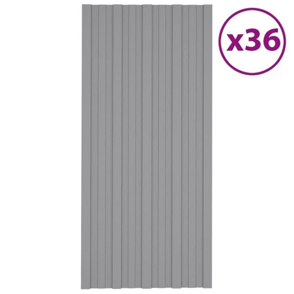 Berkfield Roof Panels 36 pcs Galvanised Steel Grey 100x45 cm