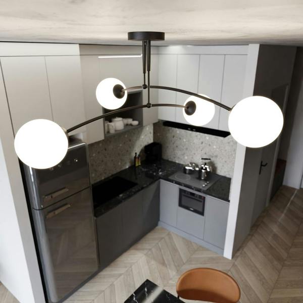 Emibig PREGOS Ceiling lamp  4 x E14 Black with White Shade