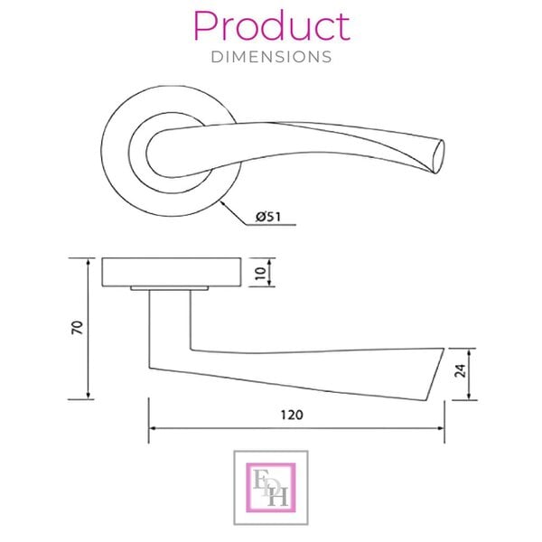 EDH Door Hardware Satin Nickel Twist Door Handles + Latches Set Internal Lever on Rose 1 Pair
